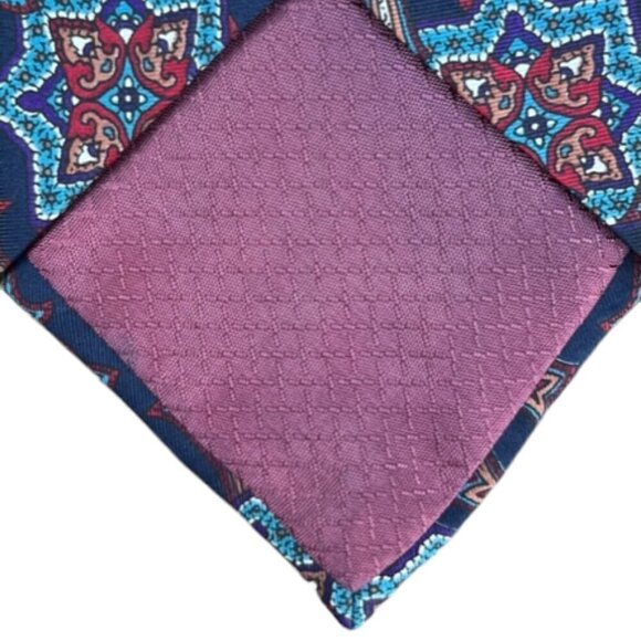 Christian Dior Monsieur Men Tie Necktie Designer Silk Navy Blue Burgundy Paisley - Picture 9 of 9